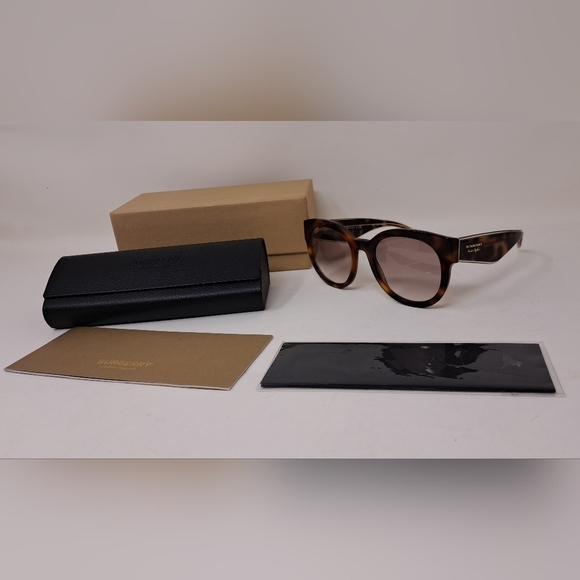 NWT Burberry Sunglasses Dark Havana  Brown Gradient Round B4260 54-21-140 2N - Picture 1 of 16